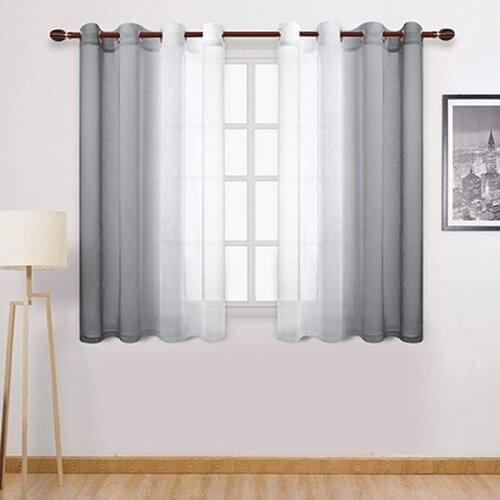 Living Room Window Transparent Curtains Gradient all-match Curtain Gauze Screens Tulle Bay Translucent Partition For Bedroom