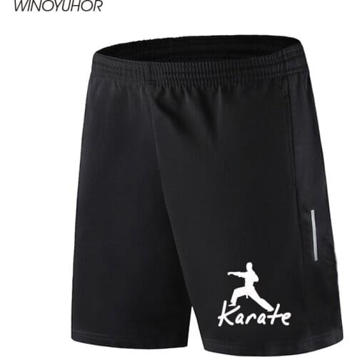 New Summer Mens Shorts Breathable Quick Dry Beach Shorts Male Casual Pocket Short Pants Karate Printed Sportwear