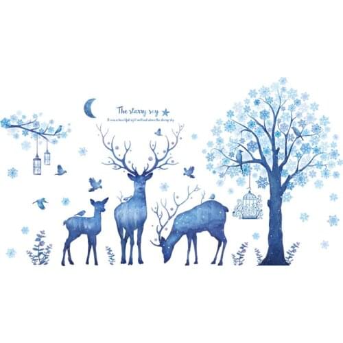 Blue wall sticker children cartoon animal poster room wall decoration painting door sticker furniture self-adhesive
