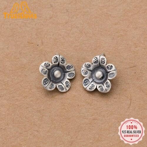 TrustDavis Real 925 Sterling Thai Silver Fashion Sweet Flower Charm Pendant Handmade DIY Accessories Wholesale Jewelry DZ412