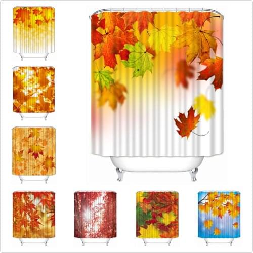 Musife Custom High Quality Autumn leaves maple Shower Curtain Waterproof Bathroom Polyester Fabric Bathroom Curtain