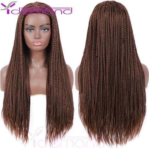 Y Demand Braided Wig Long Synthetic Wigs For Black Women Box Braided Wigs Fake Scalp Heat Resistant Natural Looking