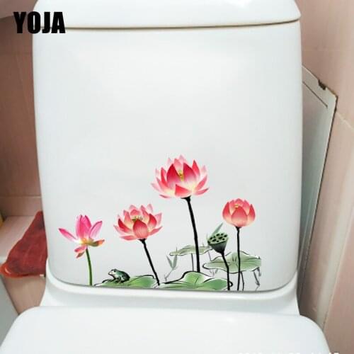 YOJA 23.3*15.3CM Lotus Pond Classic Home Wall Sticker Mural Toilet Bathroom Decoration T1-0605