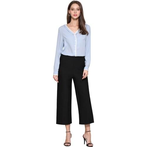 2021 Fashion Wide Leg Pants Cropped Women Trousers High Waist Pants Office Pants Spring Femme Fall Drop Shipping