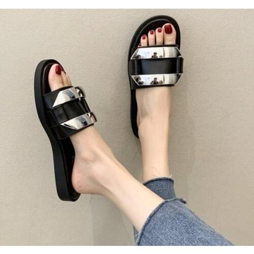 2021 Comfortable Hot Sale Shoes Women Ladies' Slippers Platform Female Beach Soft Flat Summer Sneaker PU Sandals 2021 Outside