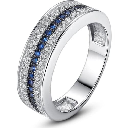 USTAR Luxury Full Blue cubic zircon rings for women engagement rings female anel fashion jewelry gift