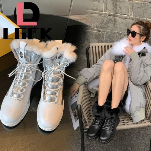 Plus Size 34-43 New Genuine Leather Winter Boots Women Round Toe Zipper Ankle Boots Keep Warm Sheep Wool Snow Boots Martin Boots