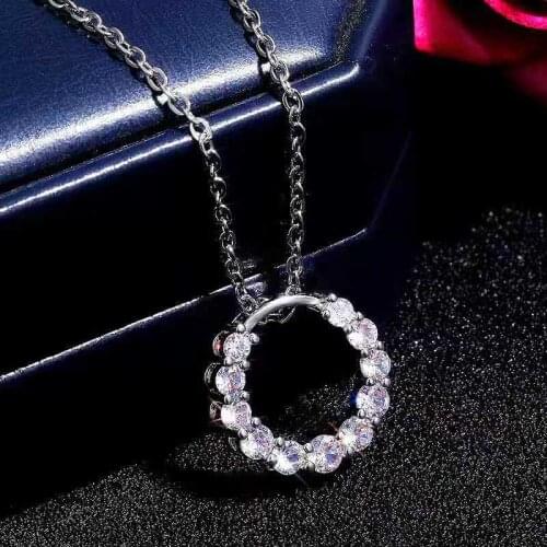 925 sterling silver necklace women short style Korean fashion circle diamond clavicle chain sterling silver jewelry