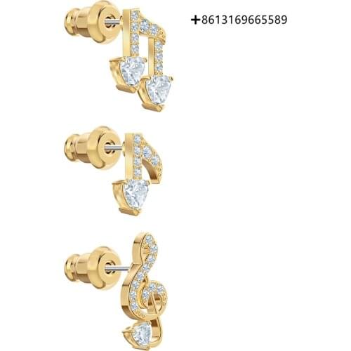 1:1PLEASANT Pierced Earring Set, White And Gold Plated