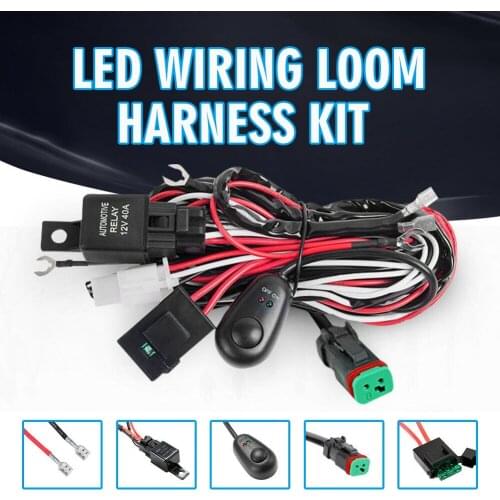 1set High Quality 12V LED Work Driving Light Wiring Loom Kit Car Accessories Wirings Harness With Switching Relay