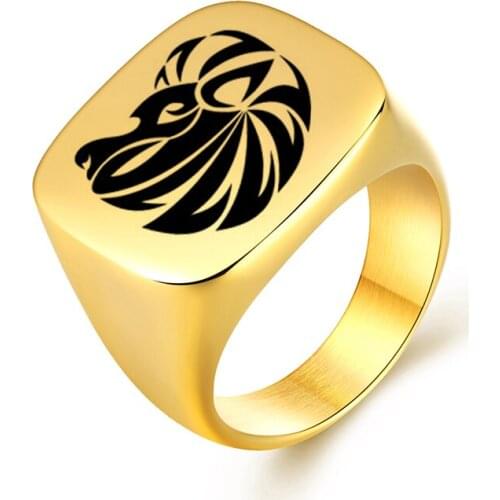 12 Styles Twelve Constellations Ring Stainless Steel Square Rings Constellation Pattern Gold Ring For Women Men Birthday Gift