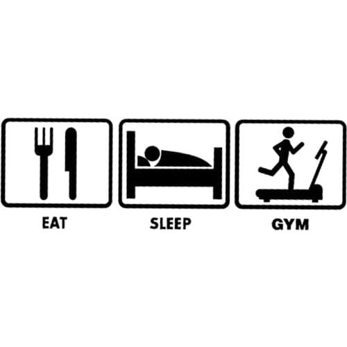 16*5.2cm EAT SLEEP GYM Sticker Decal Surfboard Funny Car Window Bumper Novelty JDM Drift Vinyl Decal Sticker