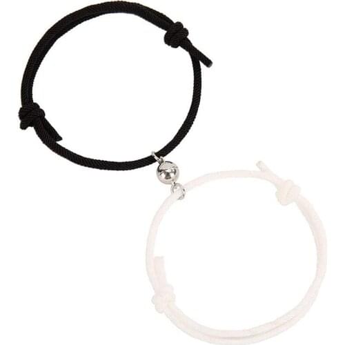 2Pcs Lover Couple Magnetic Distance Matching Bracelet Kit Lovers Fashion Jewelry(White+Black)