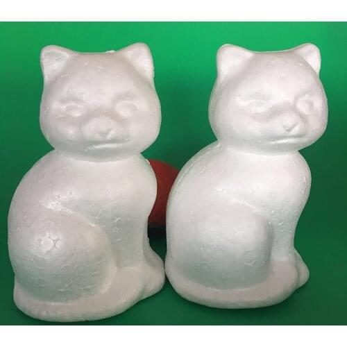 2pcs,Artificial Foam Solid Cats,Styrofoam Ornament cats for home chrismas Decoration accessories,DIY Kindergarten painted props