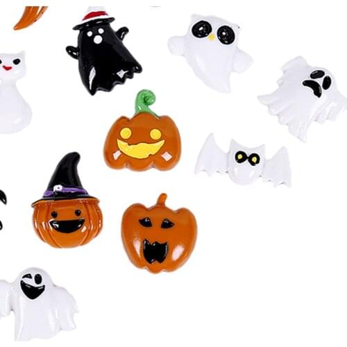 20 Pieces Flat Back Buttons Cabochons, Halloween Resin Flatback Resin Button