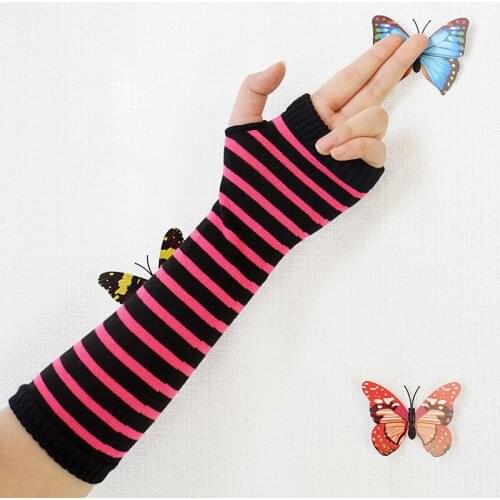 3pc/ Lot New stripe sweater Sexy Disco dance costume party fingerless long gloves arm warmer wholesale free shipping