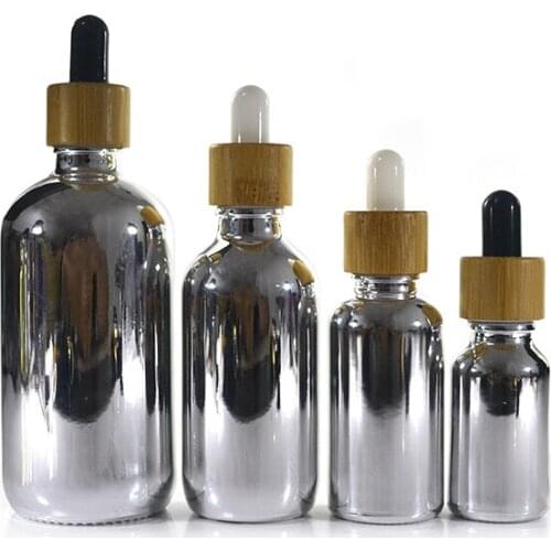 468pcs*15ml Gold Silver empty essential oil glass bottle with bamboo dropper pipette 15ml Matte Black and white color bottles