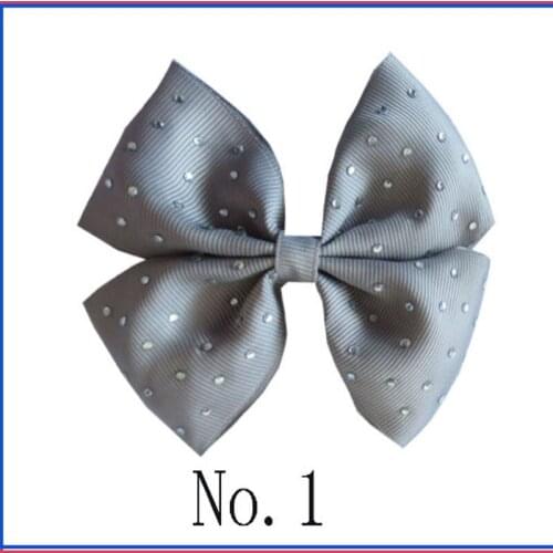 50 BLESSING Good Girl 4.5" Pair Bowknot Hair Bow Clip Accessories Rhinestone