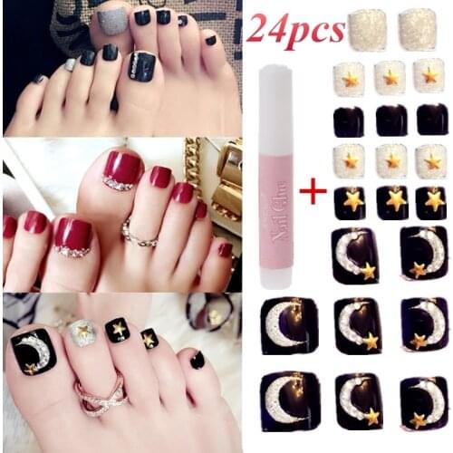 Acrylic False Toe Nail Art Tips Pedicure Nail Foot Artificial Short Salon Professional Fake Tips Beauty Nail Art