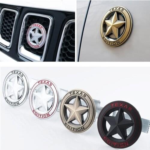 Auto Grille Emblem for Jeep Texas Edtion Grand Commander Cherokee Wrangler JK TJ Rubicon Patriot Compass Side Rear Window Badge