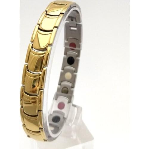 High Quality Men & Women Bracelet Bangle 316L Stainless Steel 4 Health Care Elements Magnetic Jewelry Gold Color