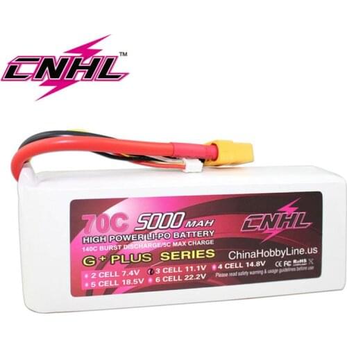 CNHL G+PLUS 5000mAh 11.1V 3S 70C Lipo Battery for Airplane Helicopter Jet Edf Speedrun With XT90 Plug