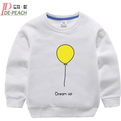 DE PEACH 1-12Y Cotton Children Loose Sweatshirts For Boys Girls Casual Pullover Tops Baby Kids Bottoming Clothes Autumn Spring
