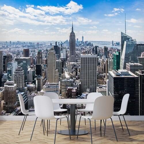 3D city night scene decorative wallpaper restaurant western restaurant office meeting room visual extension decorative mural