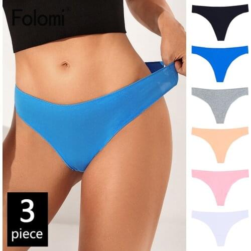 Folomi 3Pcs/ Lot Sexy Low Waist G-String Panties For Woman Cotton Underwear Comfort Lingerie Female Briefs Size M-XXL