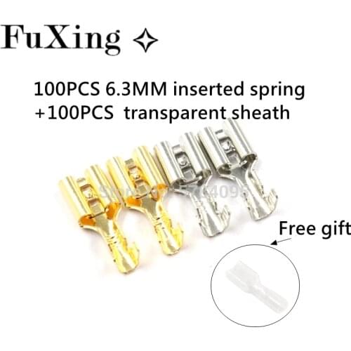 Female Terminals 6.3 mm With Transparent Sheath Inserted Spring 6.3mm Female Connector Terminal Faston With Insulator For Wire
