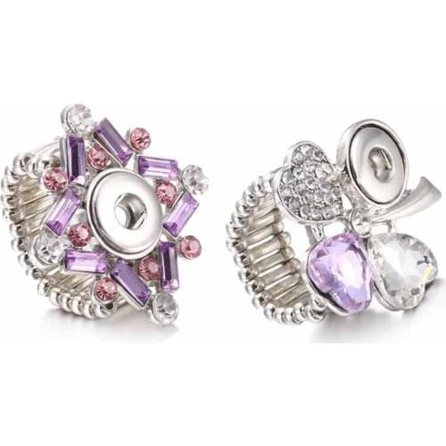 Hot sale high quality 007 flower DIY metal Adjustable ring fit ginger 12mm snap button rings jewelry charm rings for women