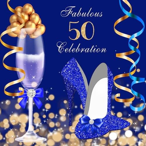 Royal blue 50 celebration photo background vinyl fabulous party Fotografia photography backdrops for photo studio props lv-2357