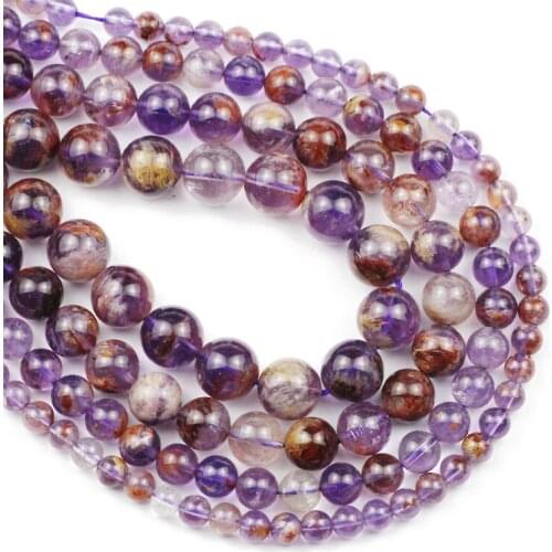 Natural Stone Chlorite Crystals Round purple Charm Loose Beads For Handmade Bracelets Making DIY 6/8/10/12MM Jewelry Accessories