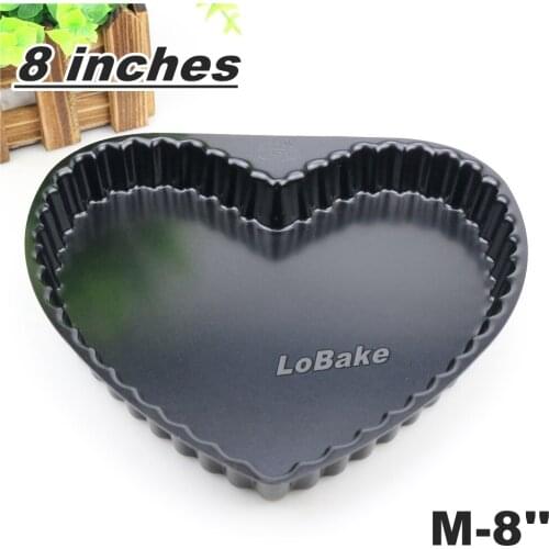8 inches nonstick heart shape metal pie pan pizza stone pancake dish cheese cake flan pudding mold tin for DIY bakeware