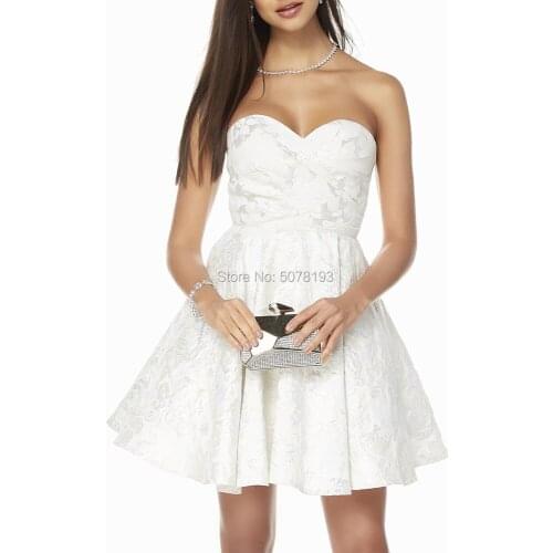 6232 lovely ivory sweetheart A-line above-knee Printed fabric short homecoming dresses/formal gowns pleats&zipper free shipping