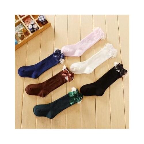 Lovely 1-3 years old girls knee-high ballet dance socks lace bow princess socks children socks 6pairs/lot mix wholesale