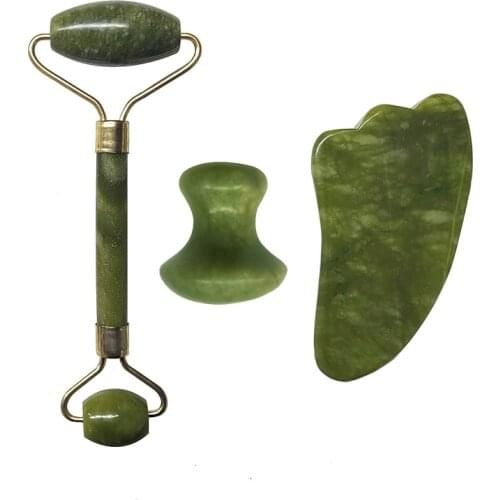Natural Gouache Stone Face Massage Roller Gua sha Scraper Set Jade Roller Massager For Face Gouache Scraper Facial Massage Tools