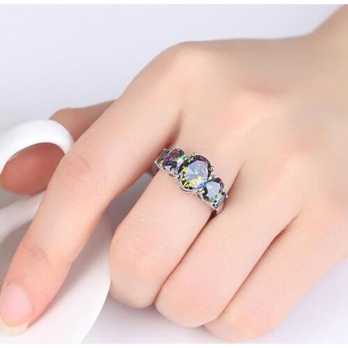 New Simple colorful Colored oval couple Rings Romantic Heart Wedding Rings for Women Zircon Ring Jewelry
