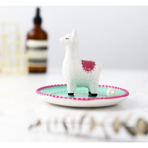 New Ceramic Alpaca Jewelry Storage Tray Ring Display Tray Decorative Ornaments Snack Plate