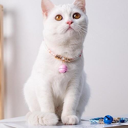Pet Bell Collar Cat Collar Pet Necklace With Delicate Bell Adjustable Shrinkable Elastic Band Bells Nylon Comfortable Collars