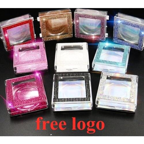 Empty diamond lash packaging rhinestone eyelash boxes mink eyelashes vendor custom logo