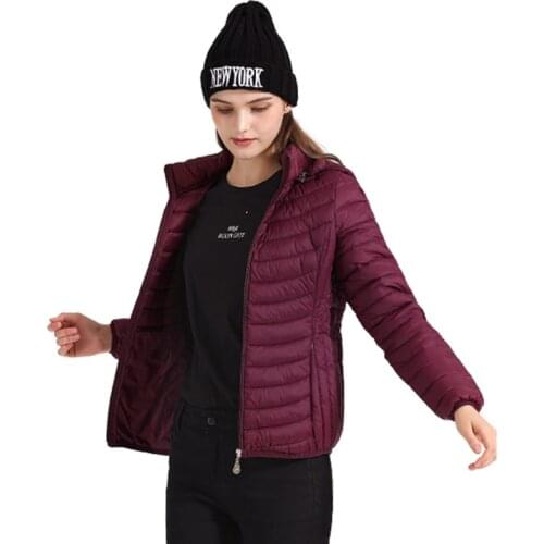 SANTELON Winter Women Padded Jacket Slim Short Parka Outdoor Warm Clothes Portable Store In A Bag Ultralight Coat For Chile