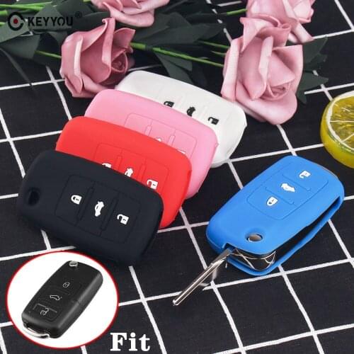 KEYYOU Silicone Remote Car Key Cover Case For VW Polo Passat B5 B6 Golf 4 5 6 Jetta Mk6 Tiguan Golf CrossFox Plus Eos scirocco