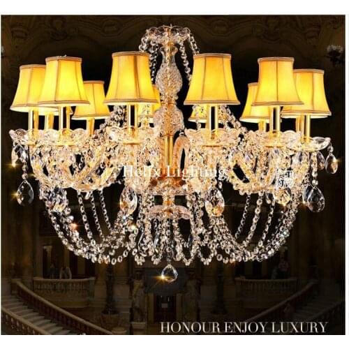 Modern Golden Clear K9 Crystal Chandelier Lustre Chandelier Lustres De Cristal Chandelier Lighting E14 LED AC 100% Guaranteed