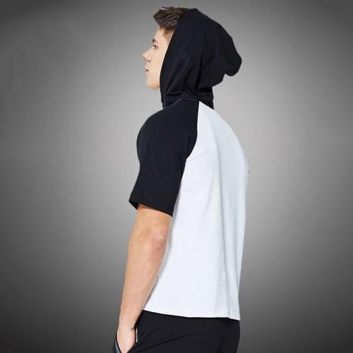 Summer Hoodies Men Fashion Patchwork Short Sleeve Hooded Sweatshirt Men Hip Hop Tracksuit 2020 Mens Fitness Top camisa masculina