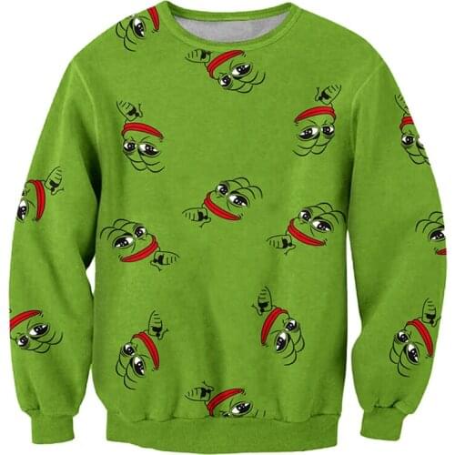 LCFA Brand Unisex Women/Men Pull The Green Frog Animal Paper Cup Crewneck 3D Sweatshirt Fashion Clothing Jersey Sweats Plus Size