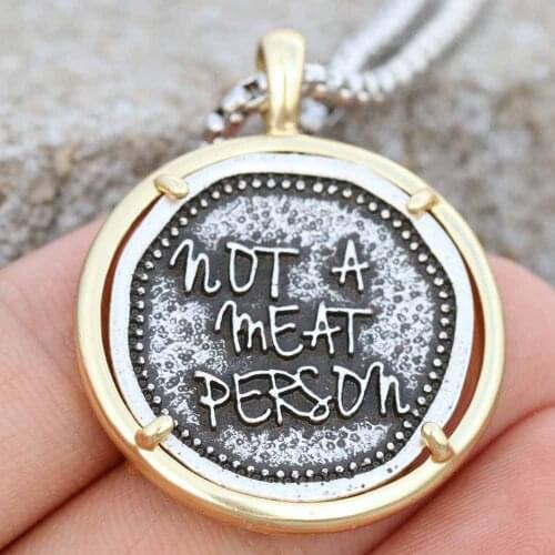 Not A meat Person Vintage Vegetarian Necklace Herbivore Awareness Men Animal Liberation Vegan Gifts
