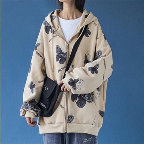 Vintage Jacket Gothic Grunge Fairy Aesthetic Portrait Printed Sweatshirt Zipper Up Long Sleeve Hoodies Autumn Coat Tops Y2K