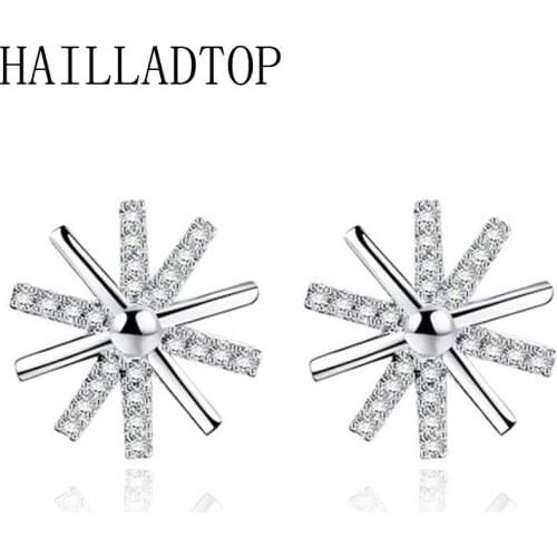 Cubic Zirconia Irregular Sunlight Stud CZ Crystal Shiny Burning Sun Ear Jewel Chic Earrring for Women Full Drill Shiny Earrings