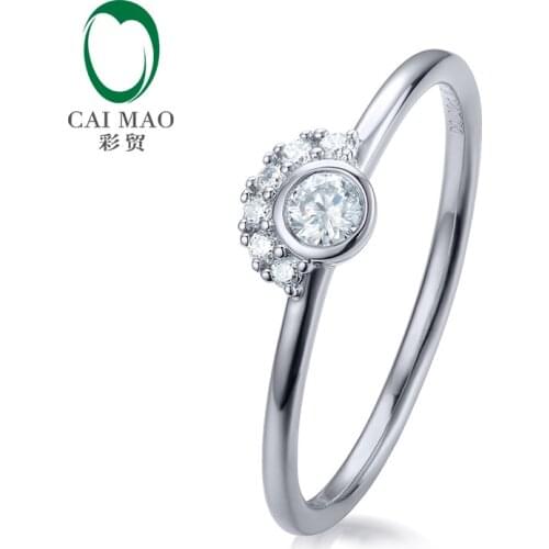 CaiMao 0.15ctw Natural Brilliant Cut Diamonds Bezel Set 14kt Gold Engagement Wedding Ring for women